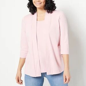 Denim & Co. Essentials Open Front Cardigan & Tank Set